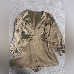Punchy Blonde Satin Olive Romper